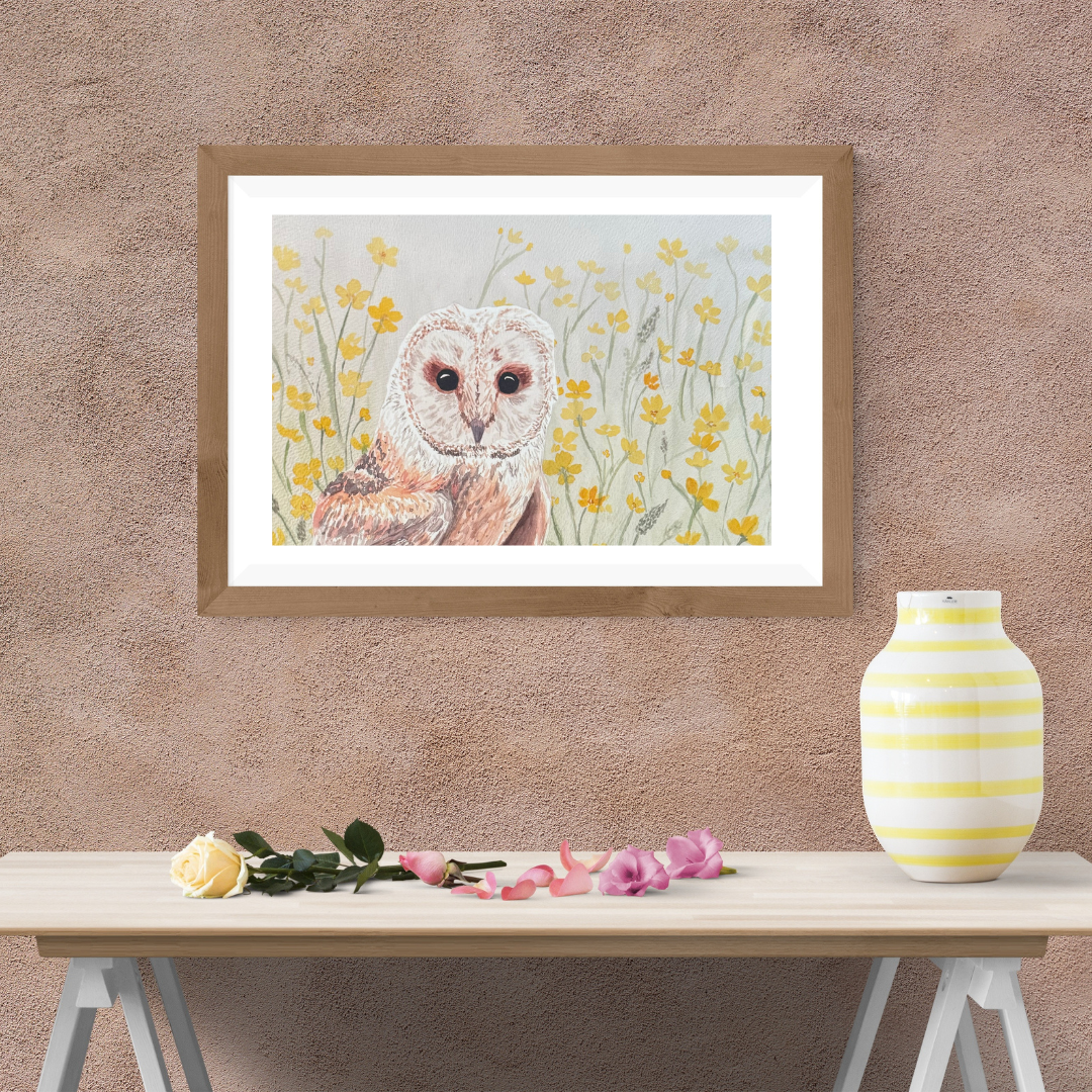 Buttercup Barn Owl Art Print
