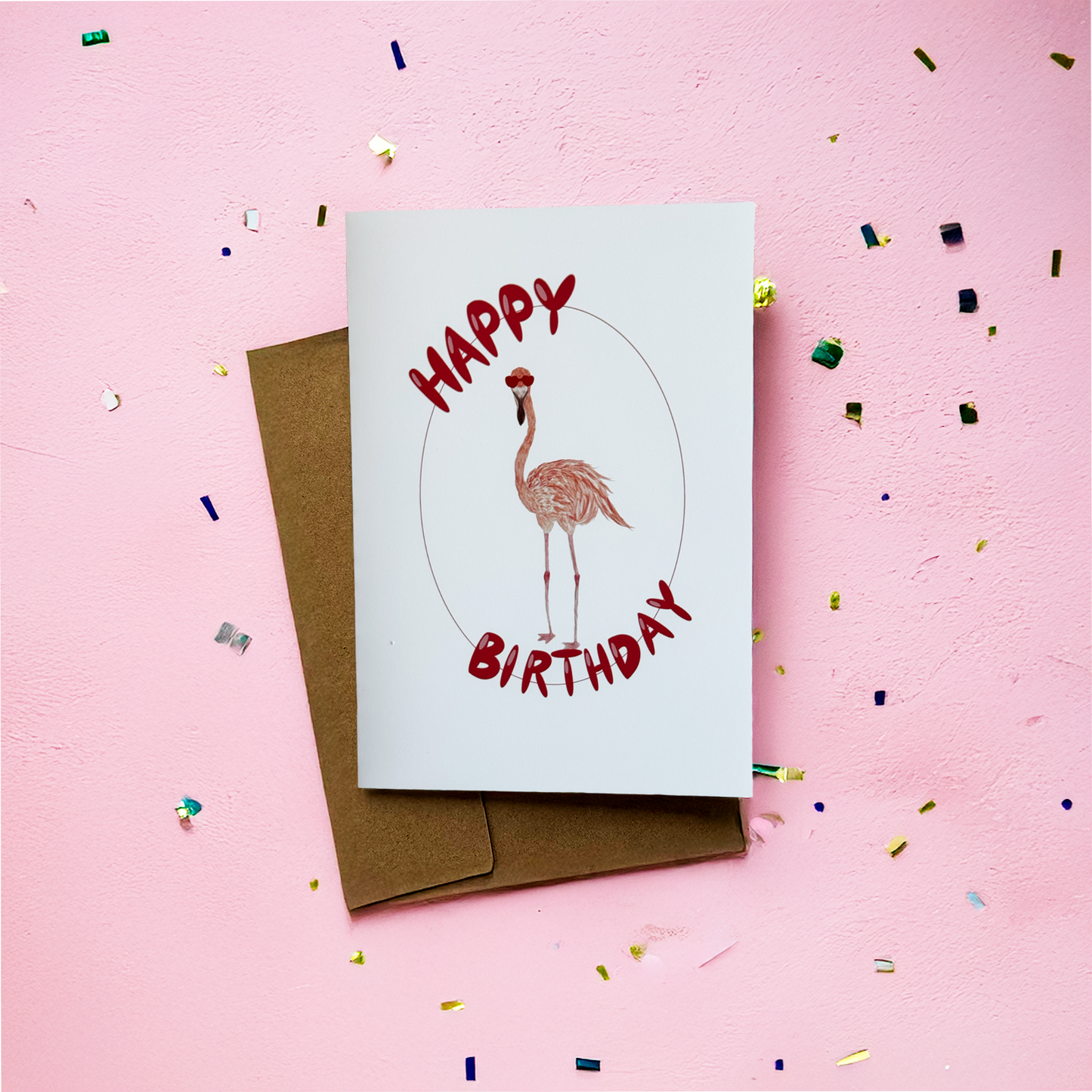 Cool Flamingo Happy Birthday Greeting Card