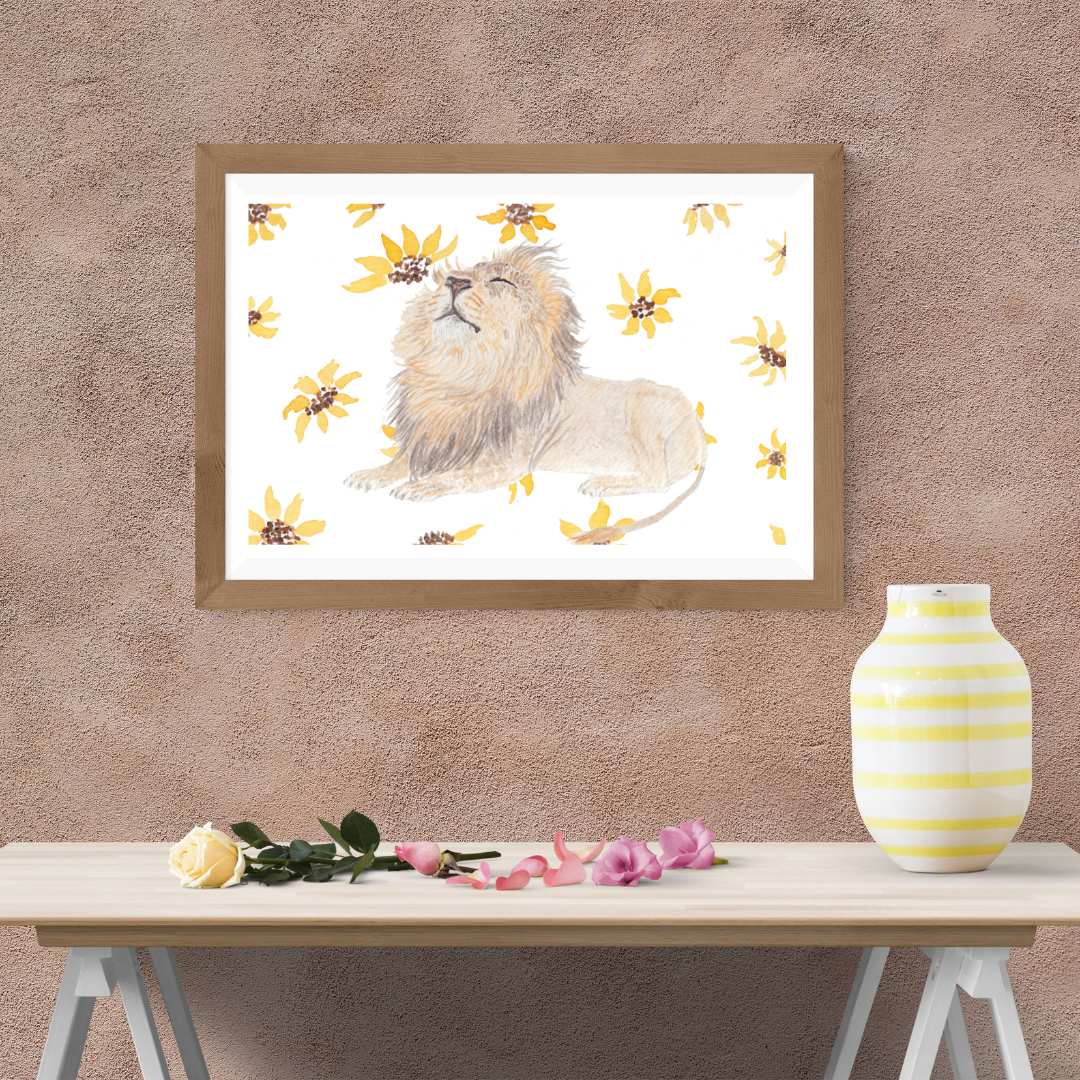 Sunning Lion Art Print