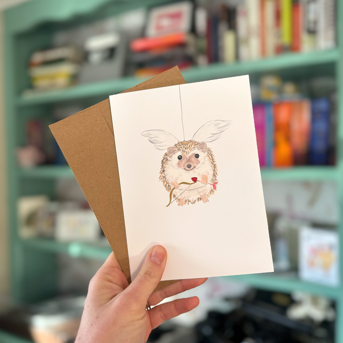 Cupid's Hedgehog Greeting Card