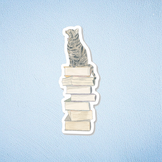 Bookish Cat Vinyl Sticker