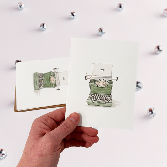 'Hey" Typewriter Notecard Pack